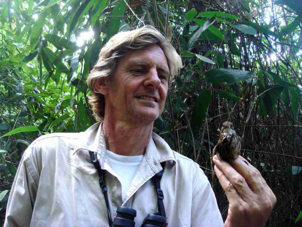 Richard Craik with White-throated Wren-babbler, Vietnam's rarest endemic passerine