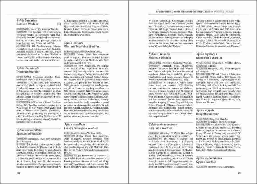 Birds of Europe, North Africa and the Middle East sample page