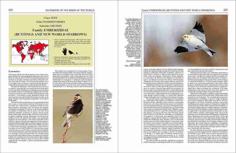 Handbook of the Birds of the World - Volume 16 sample page